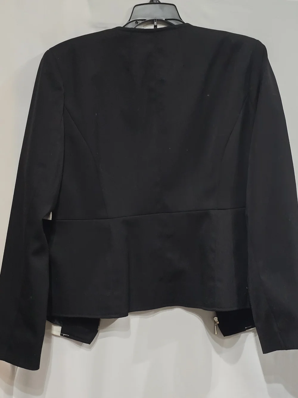 Evan-Picone Black and White Color-Block Full Zip Stretch Fabric Blazer 12P EUC